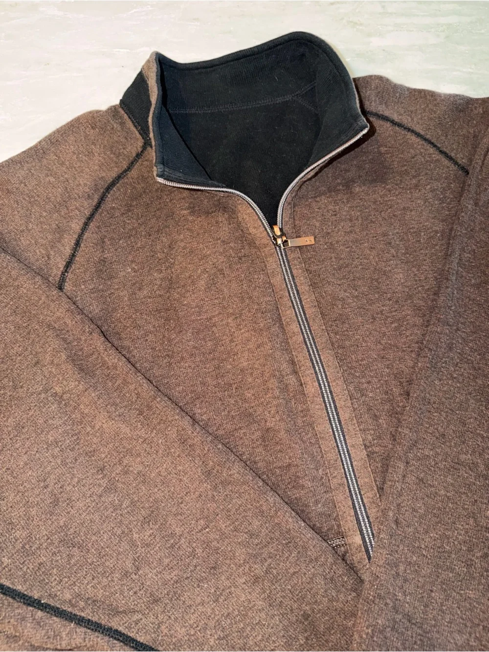 Tommy Bahama Men’s Brown/Black Reversible Fleece Jacket Estimated XL